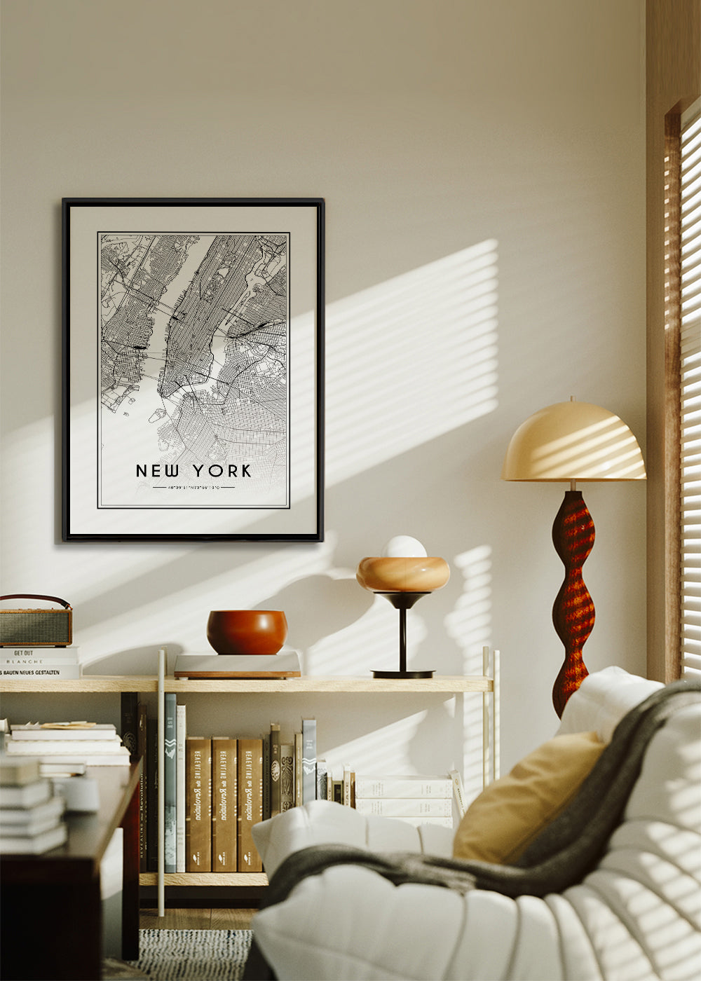 Cuadro de ciudades New York mapa