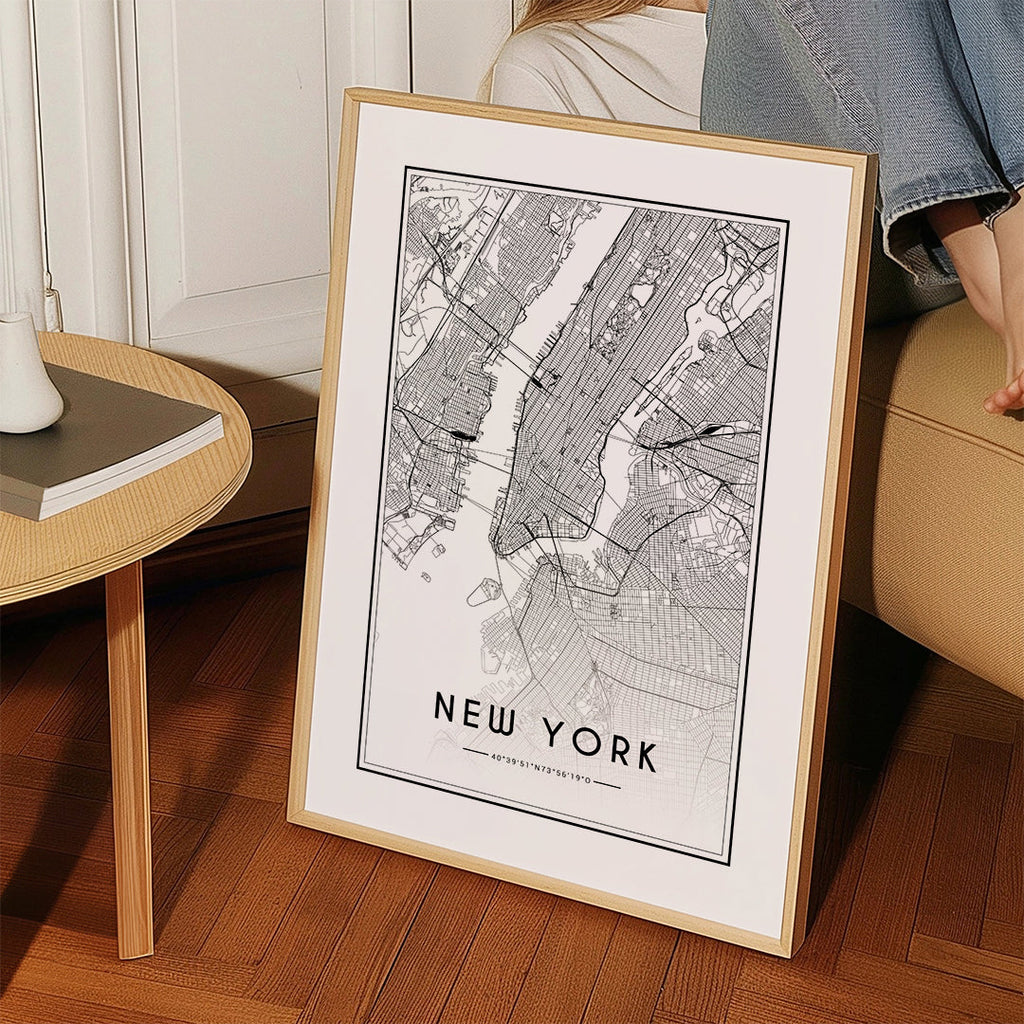 Cuadro de ciudades New York mapa