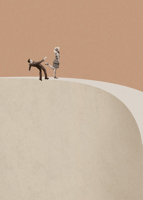 Minimalistyczna ilustracja pary na krawędzi