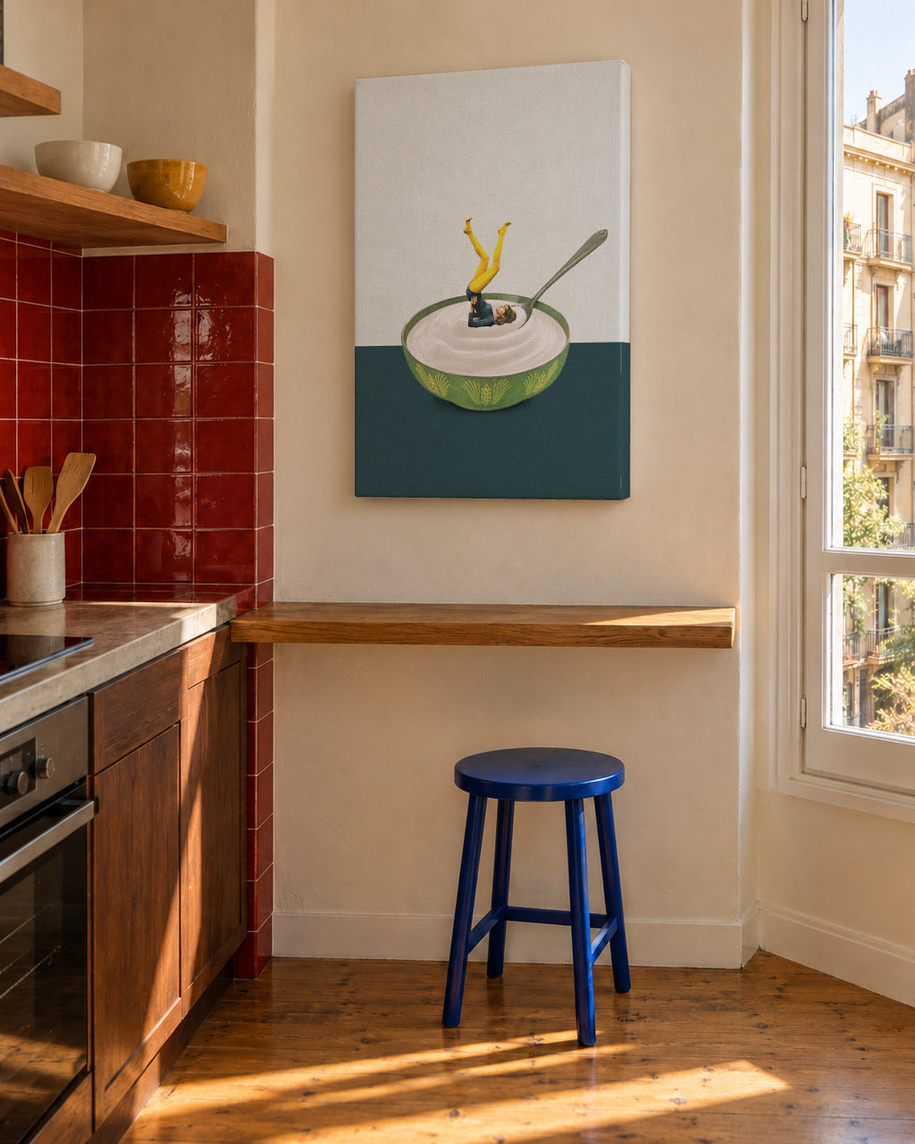 Yoga in my yogurt - Unframed canvas in an interior