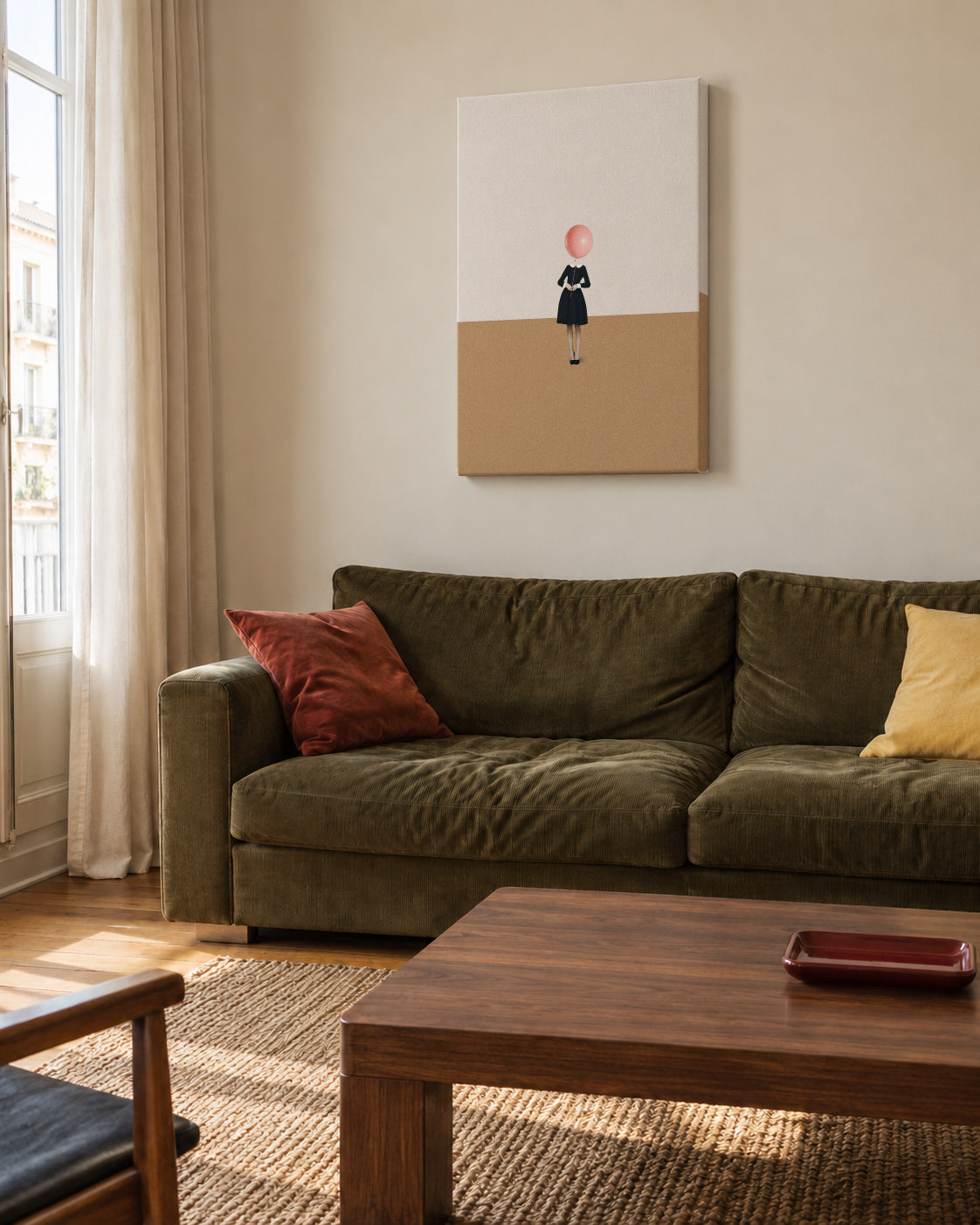 Obvious imperfections - Unframed canvas in an interior
