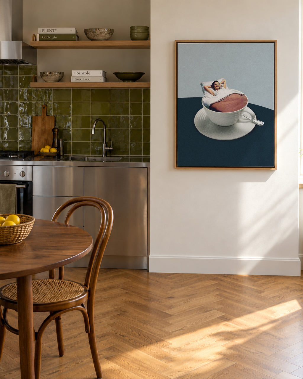 Morning rituals - Framed canvas in an interior