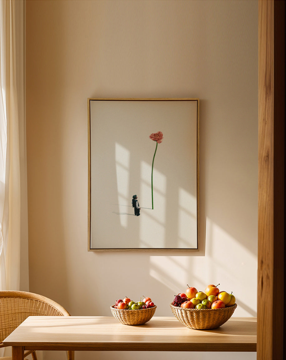 A quiet friend - Framed canvas in an interior