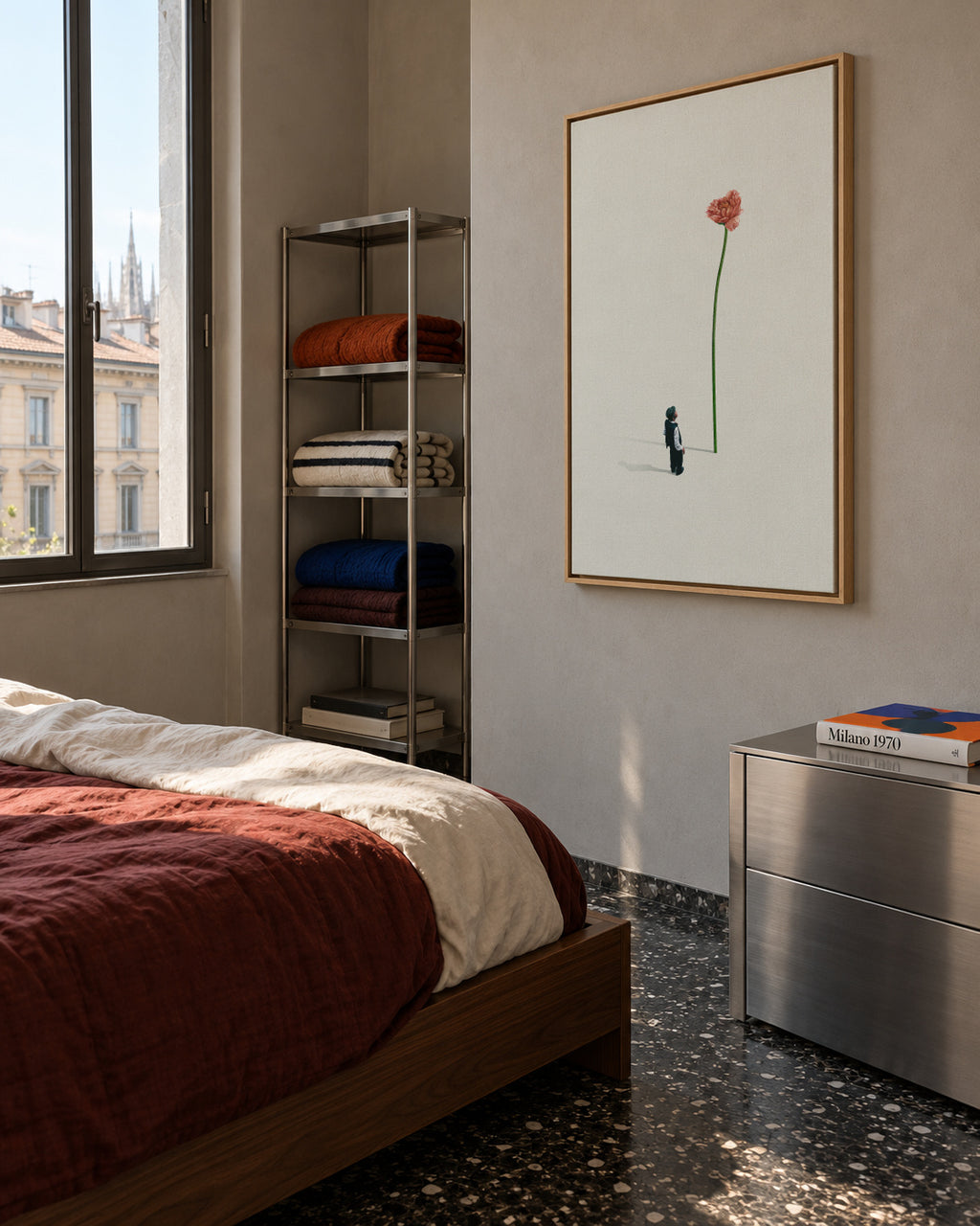 A quiet friend - Framed canvas in an interior