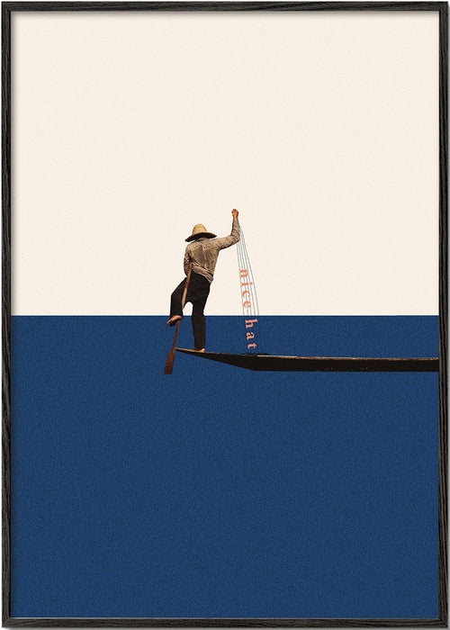 Ilustracja gondolier na niebieskim morzu