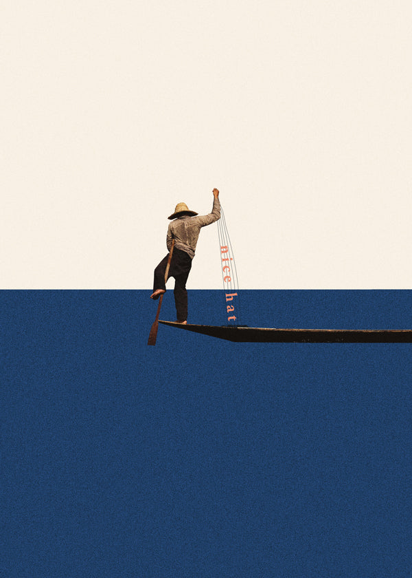 Ilustracja gondolier na niebieskim morzu