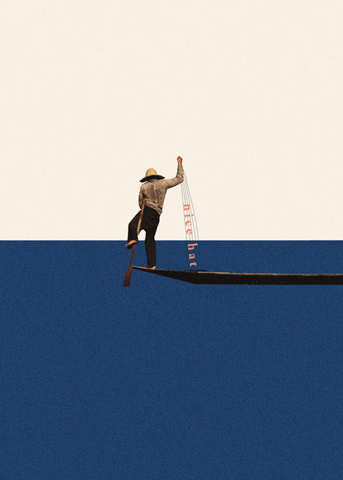 Ilustracja gondolier na niebieskim morzu