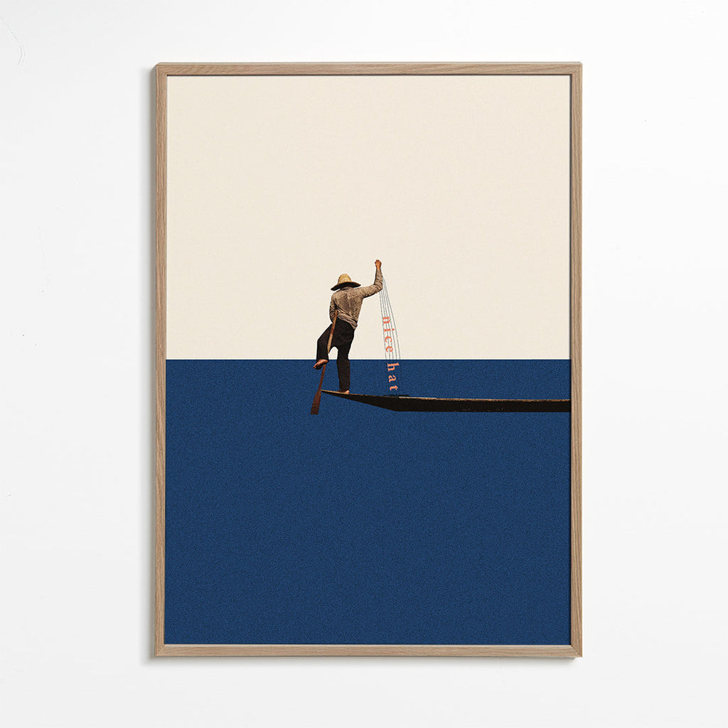 Ilustracja gondolier na niebieskim morzu
