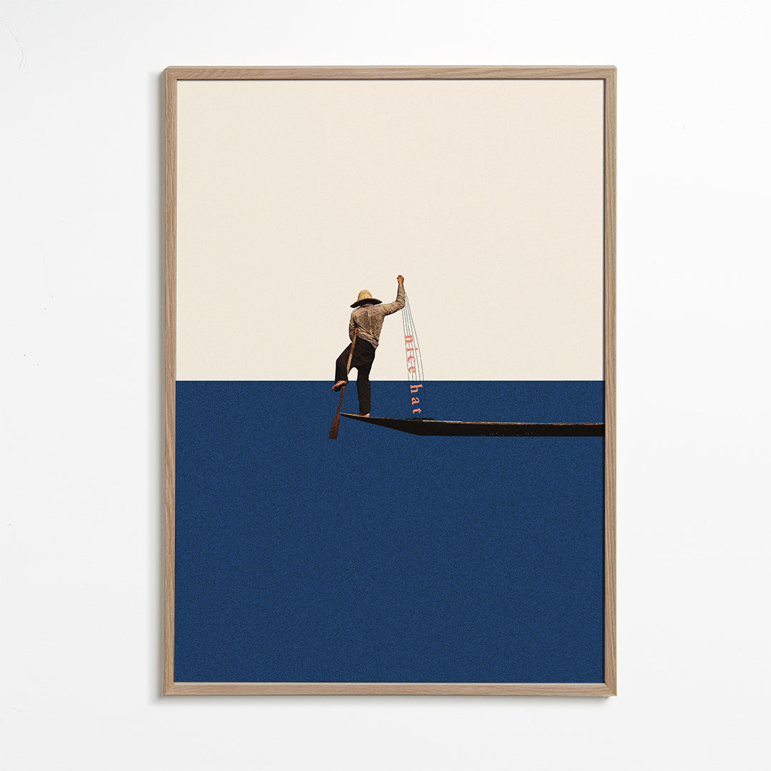 Ilustracja gondolier na niebieskim morzu