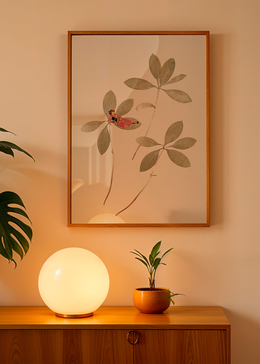 Plakat botaniczny z małą postacią