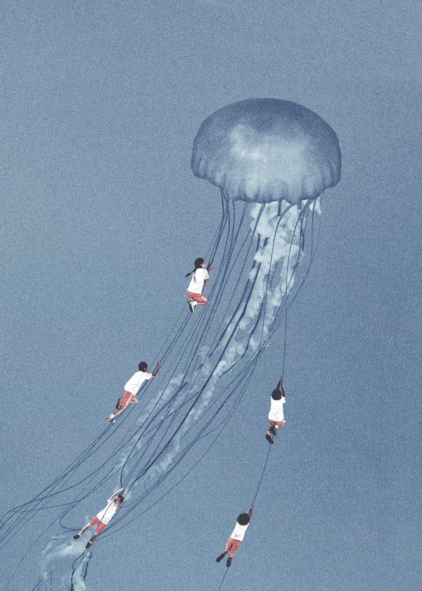 Plakat dziecięcy: meduza i dzieci