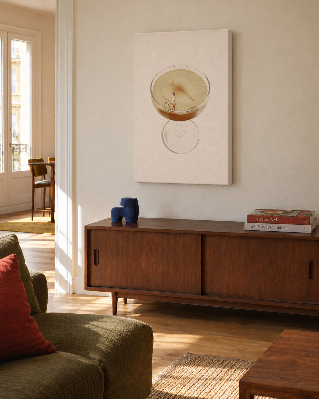 Holiday in a glass 4 - Unframed canvas in an interior