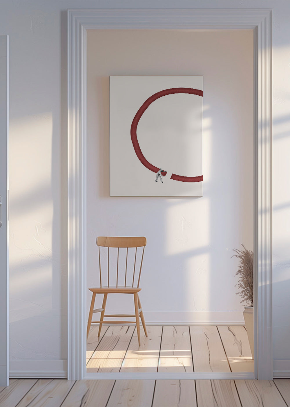 Minimalistyczna ilustracja czerwonego koła