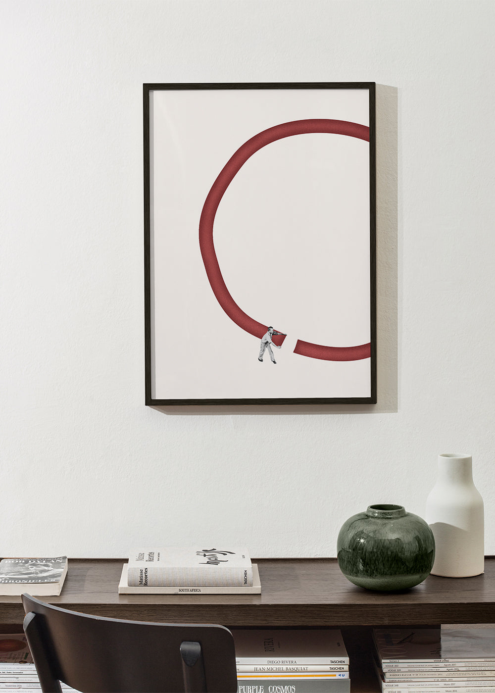 Minimalistyczna ilustracja czerwonego koła