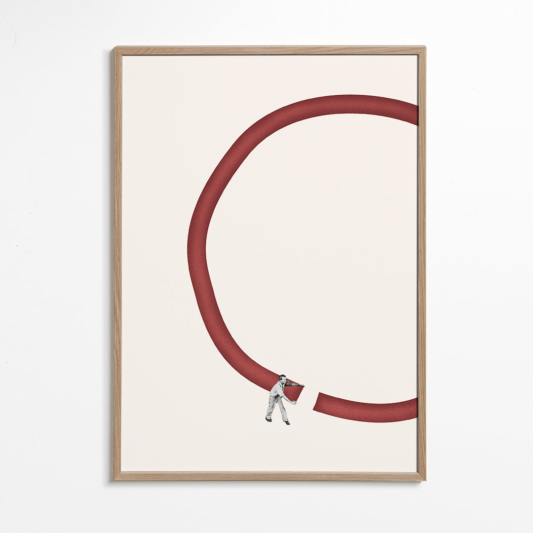 Minimalistyczna ilustracja czerwonego koła
