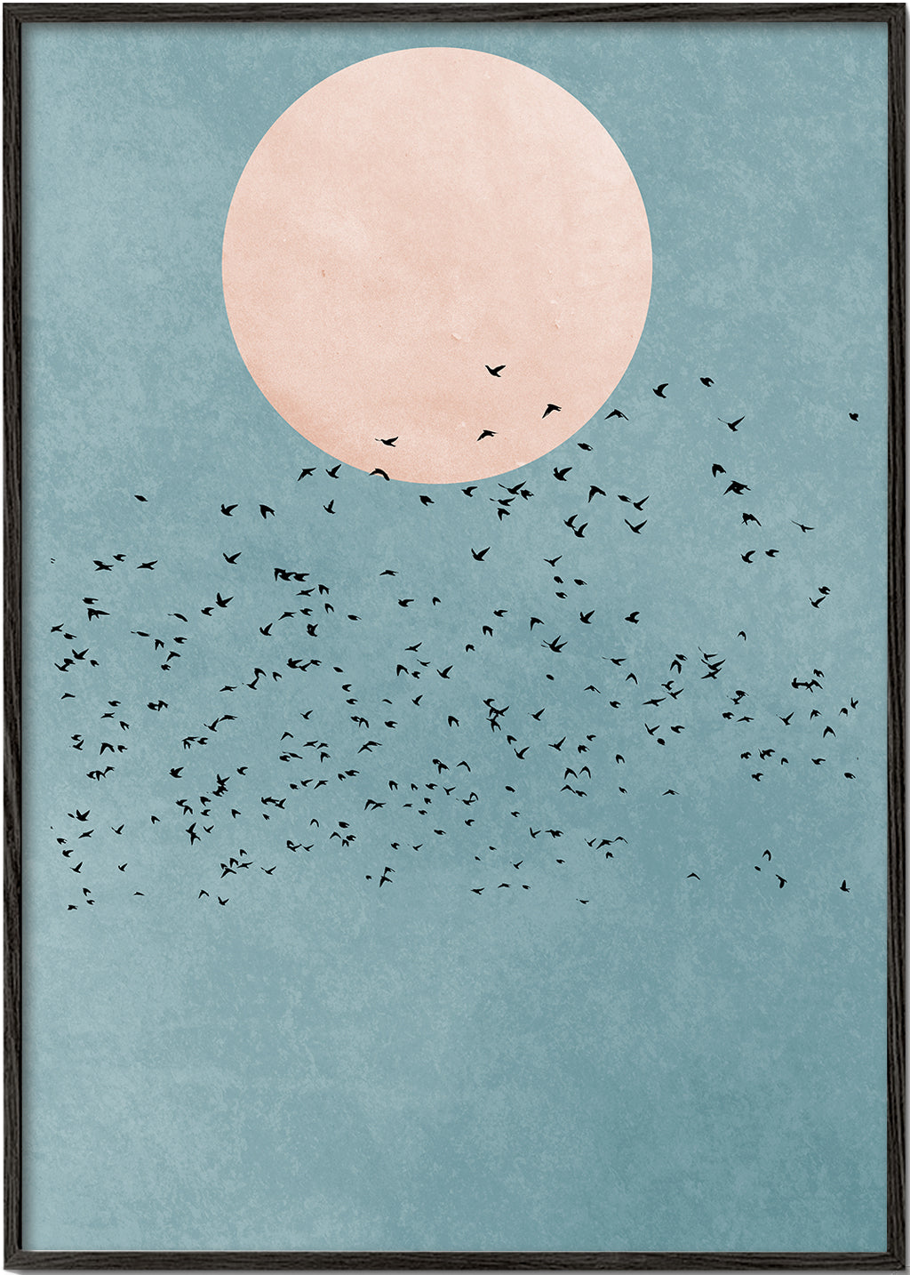 Ilustracja minimalistyczna różowy księżyc i stado