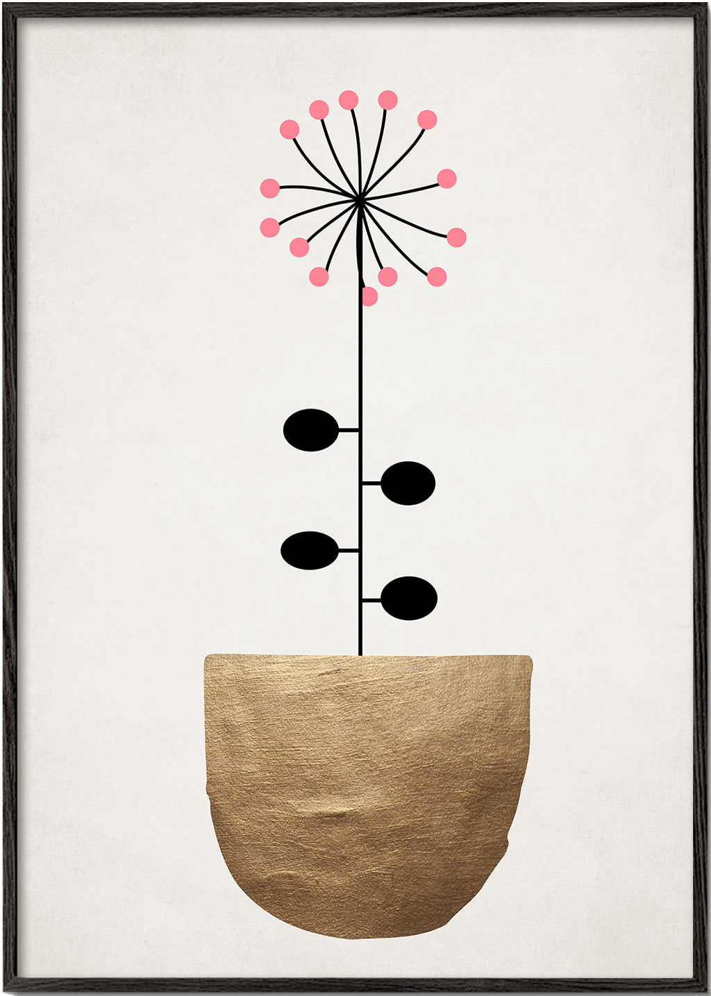 Złota plakieta botaniczna minimalistyczna