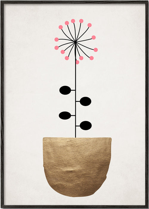 Złota plakieta botaniczna minimalistyczna