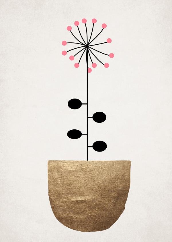 Złota plakieta botaniczna minimalistyczna