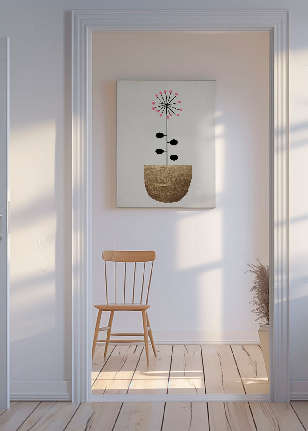 Złota plakieta botaniczna minimalistyczna