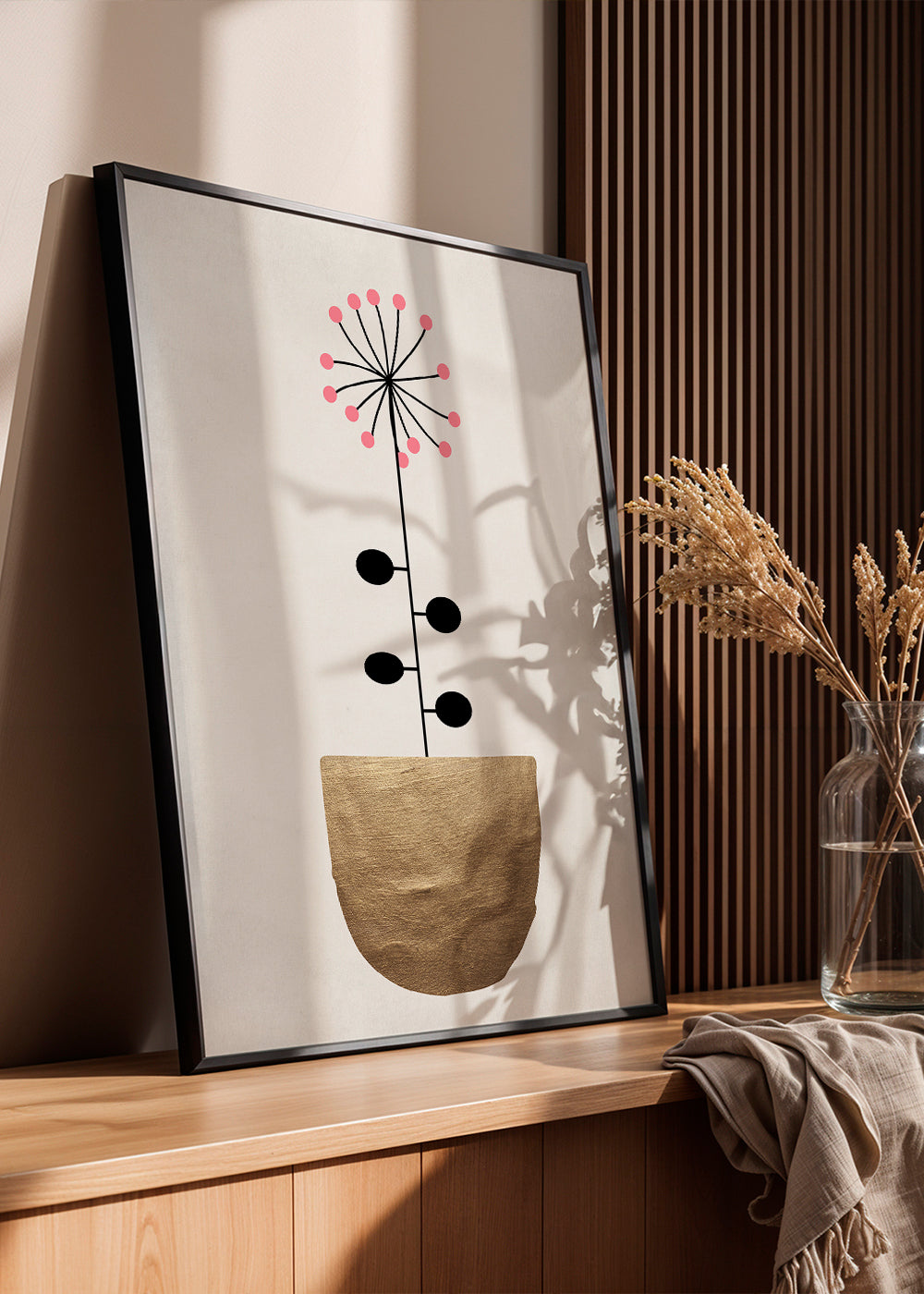 Złota plakieta botaniczna minimalistyczna