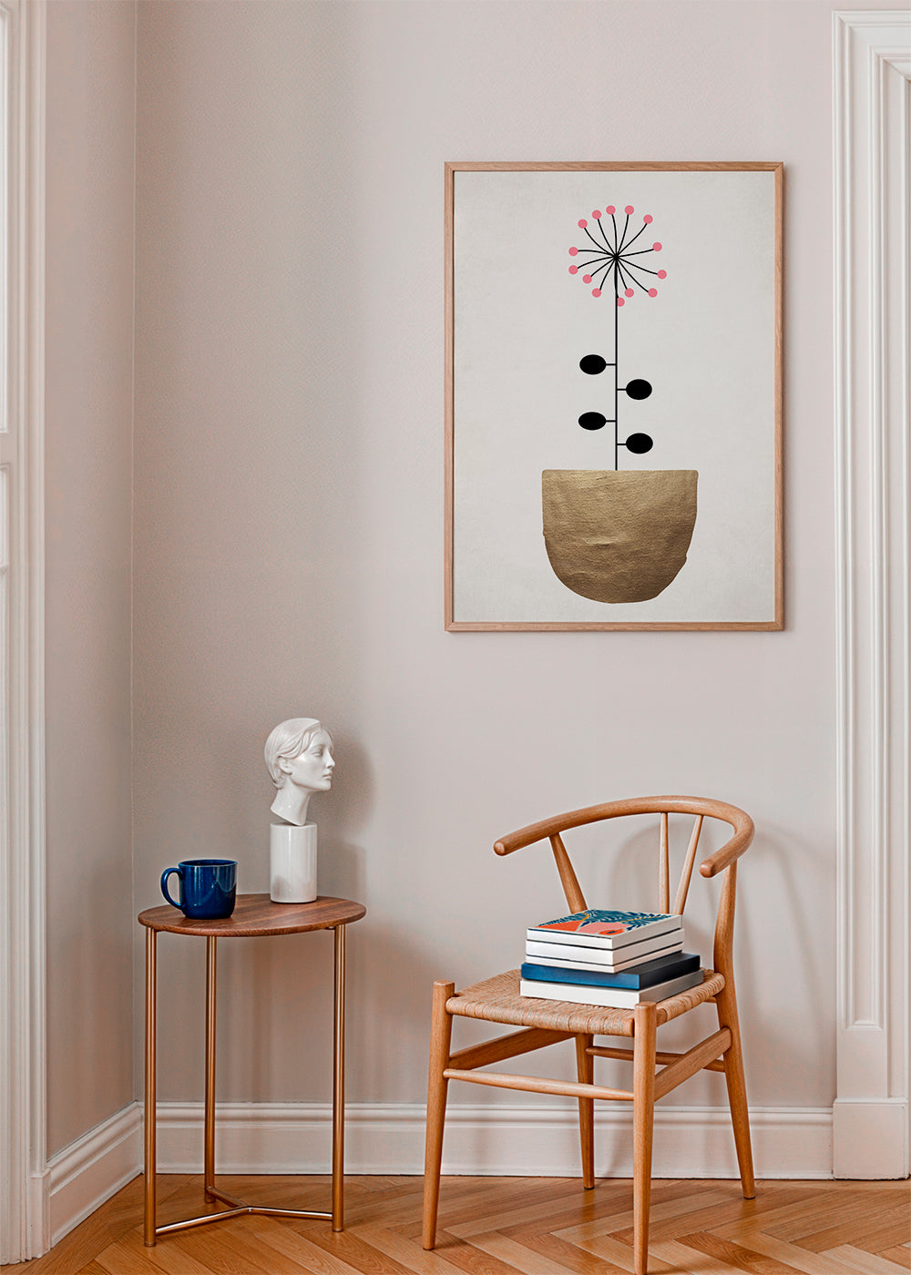 Złota plakieta botaniczna minimalistyczna