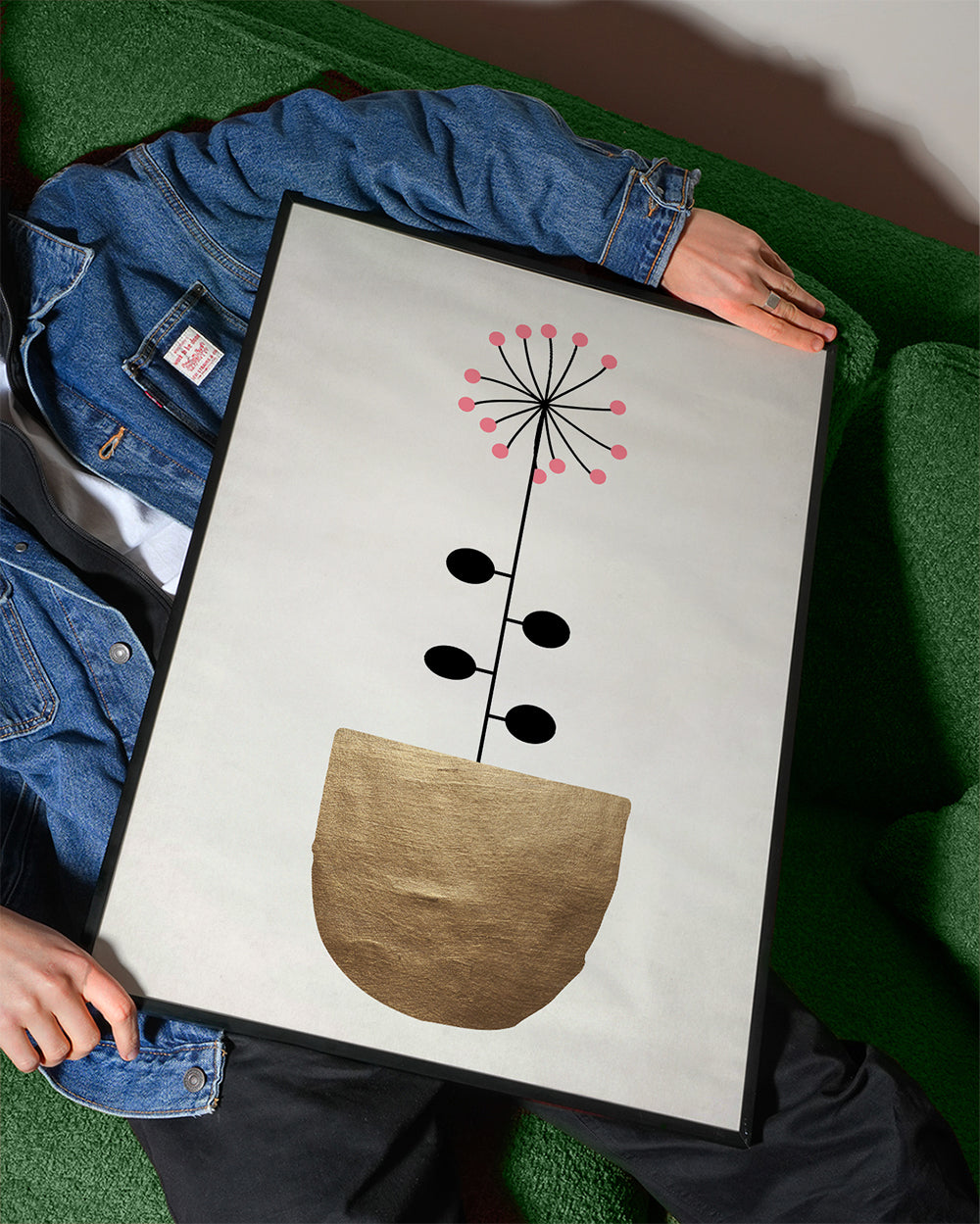 Złota plakieta botaniczna minimalistyczna