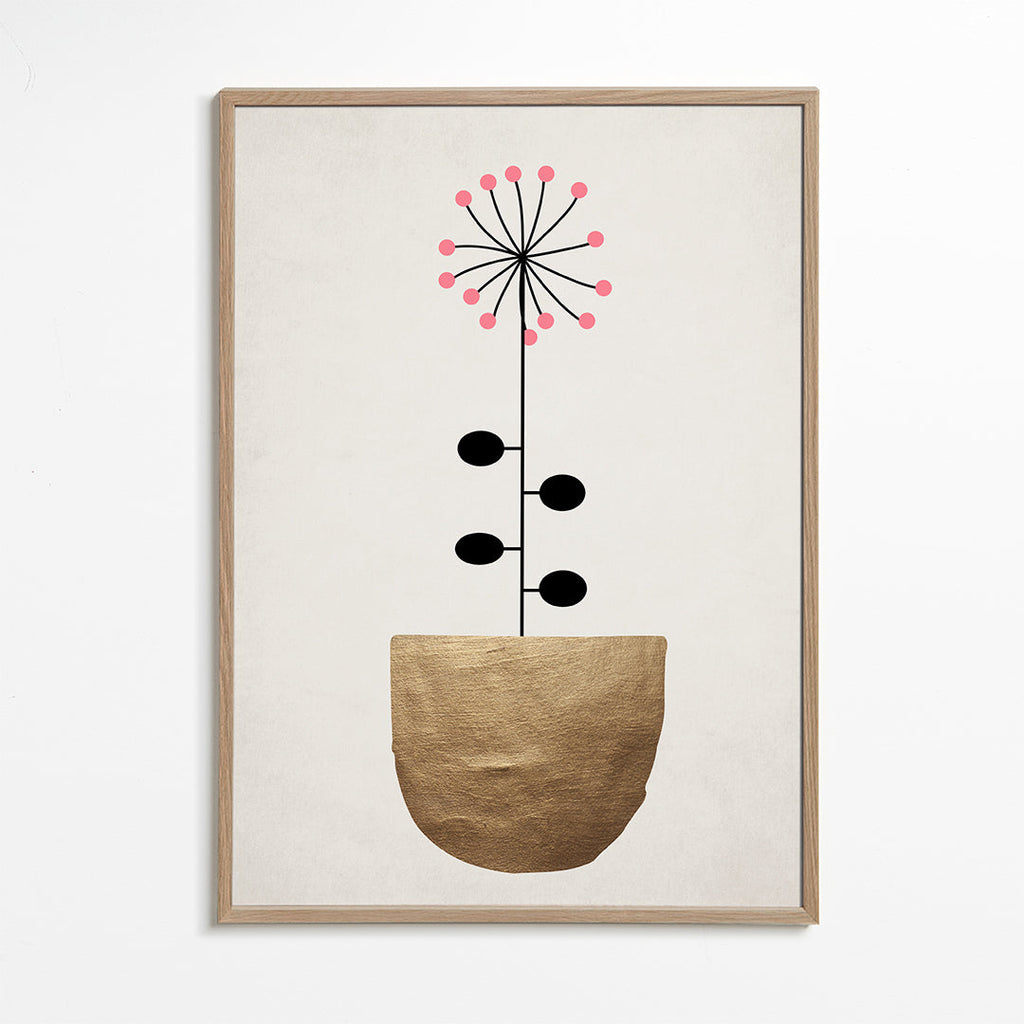 Złota plakieta botaniczna minimalistyczna