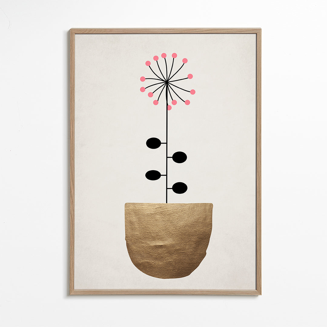 Złota plakieta botaniczna minimalistyczna