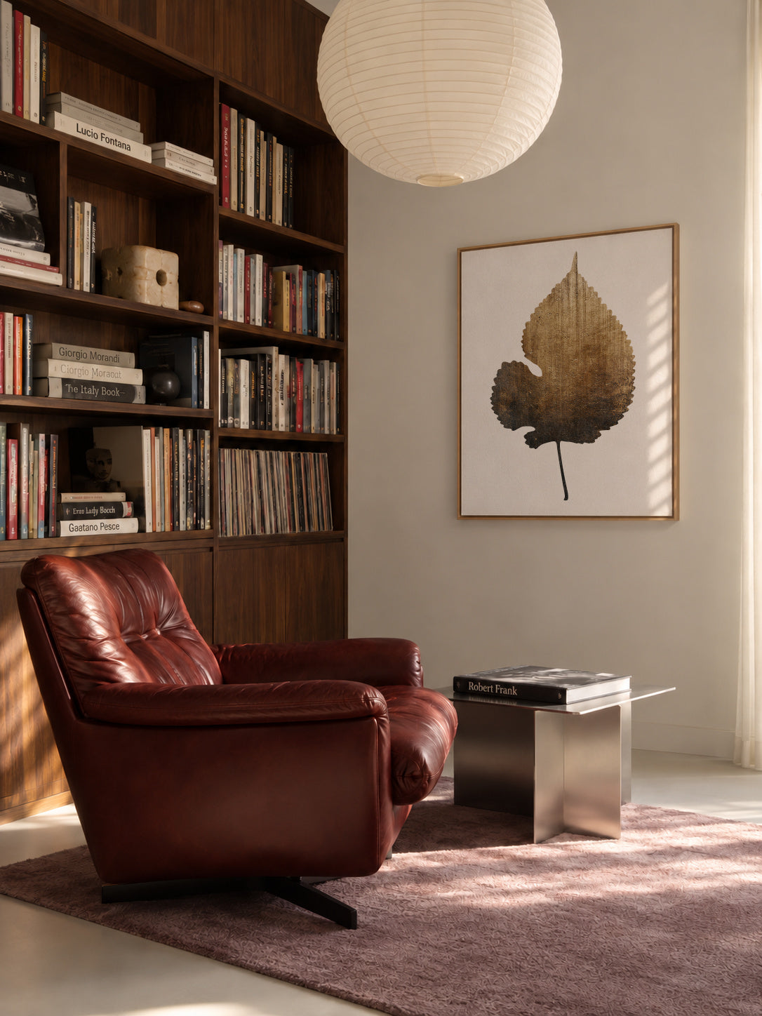 Golden leaf - Framed canvas in an interior