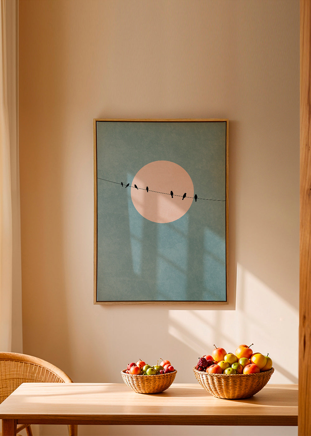 Ilustracja ptaków na kablu