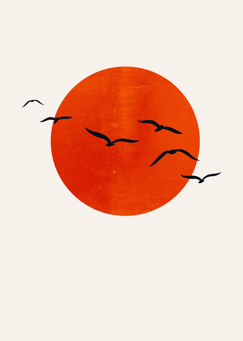 Plakat minimalne słońce pomarańczowe