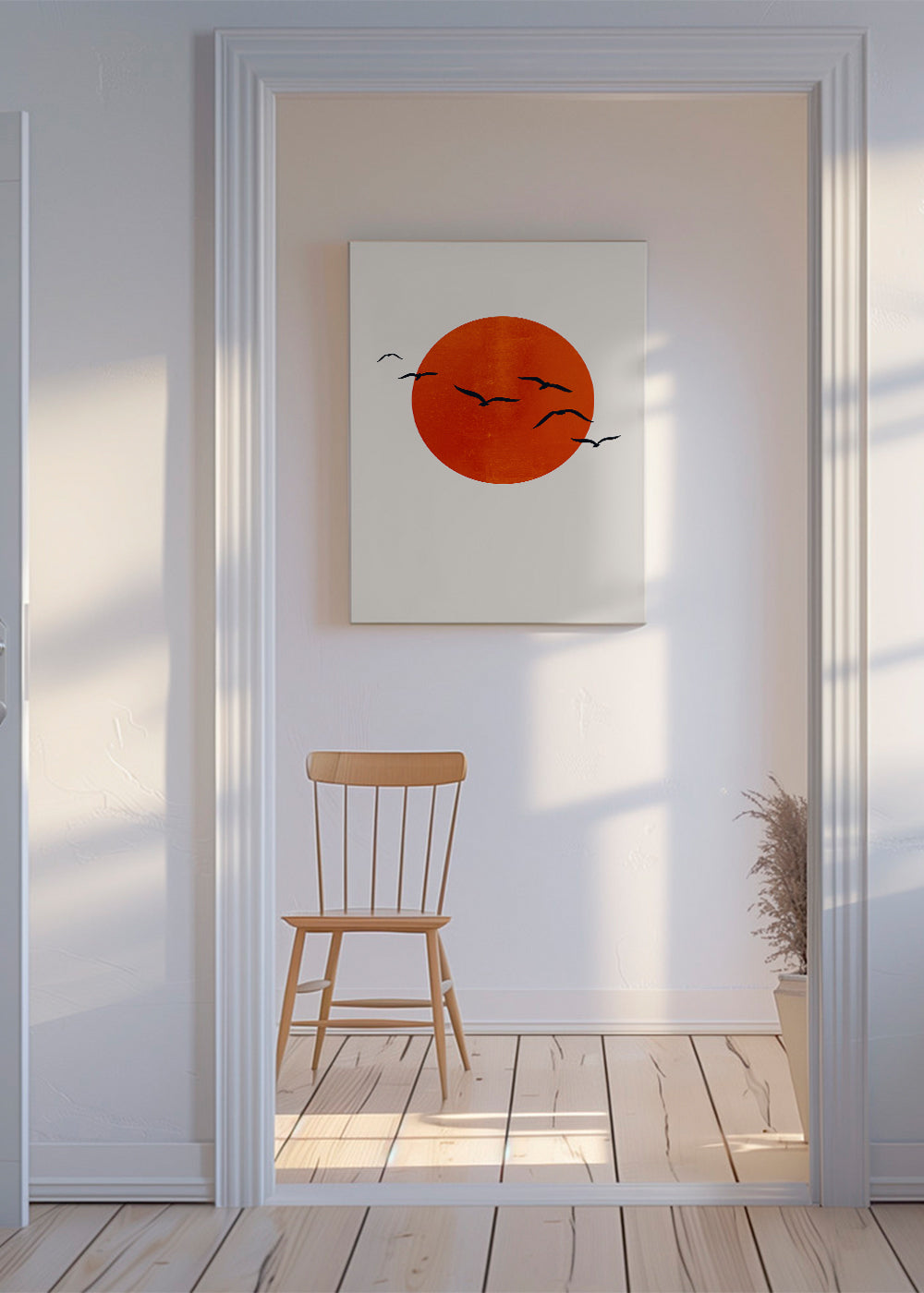 Plakat minimalne słońce pomarańczowe