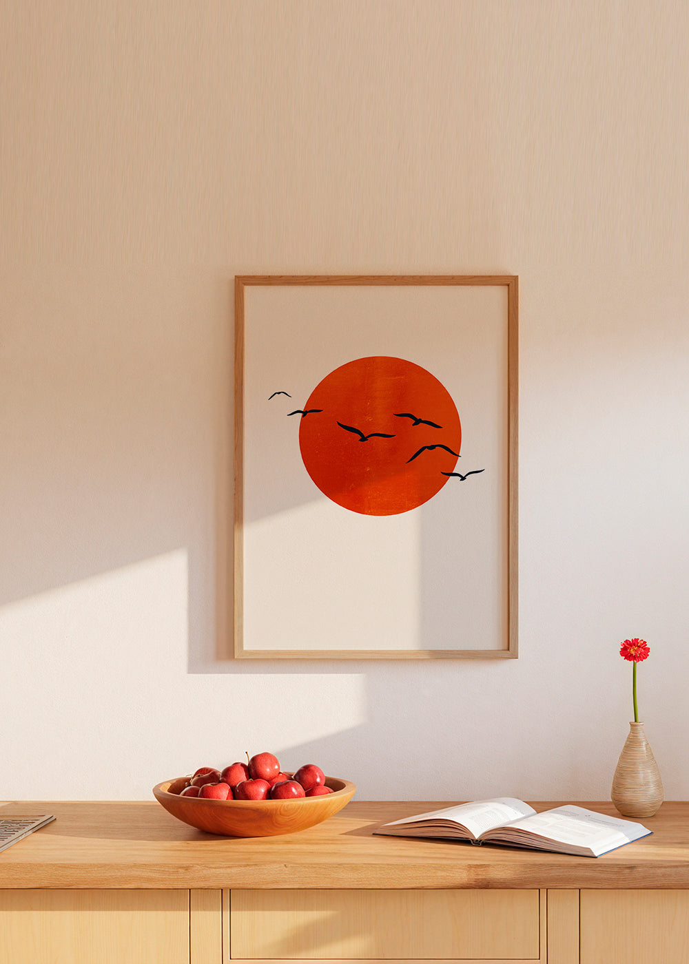 Plakat minimalne słońce pomarańczowe