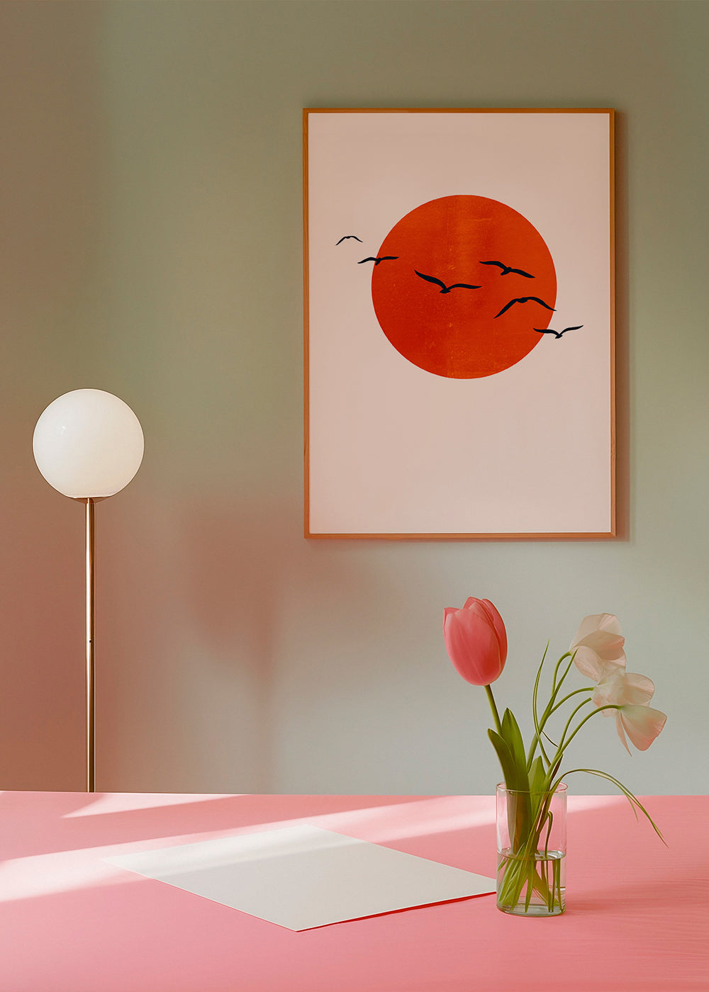 Plakat minimalne słońce pomarańczowe