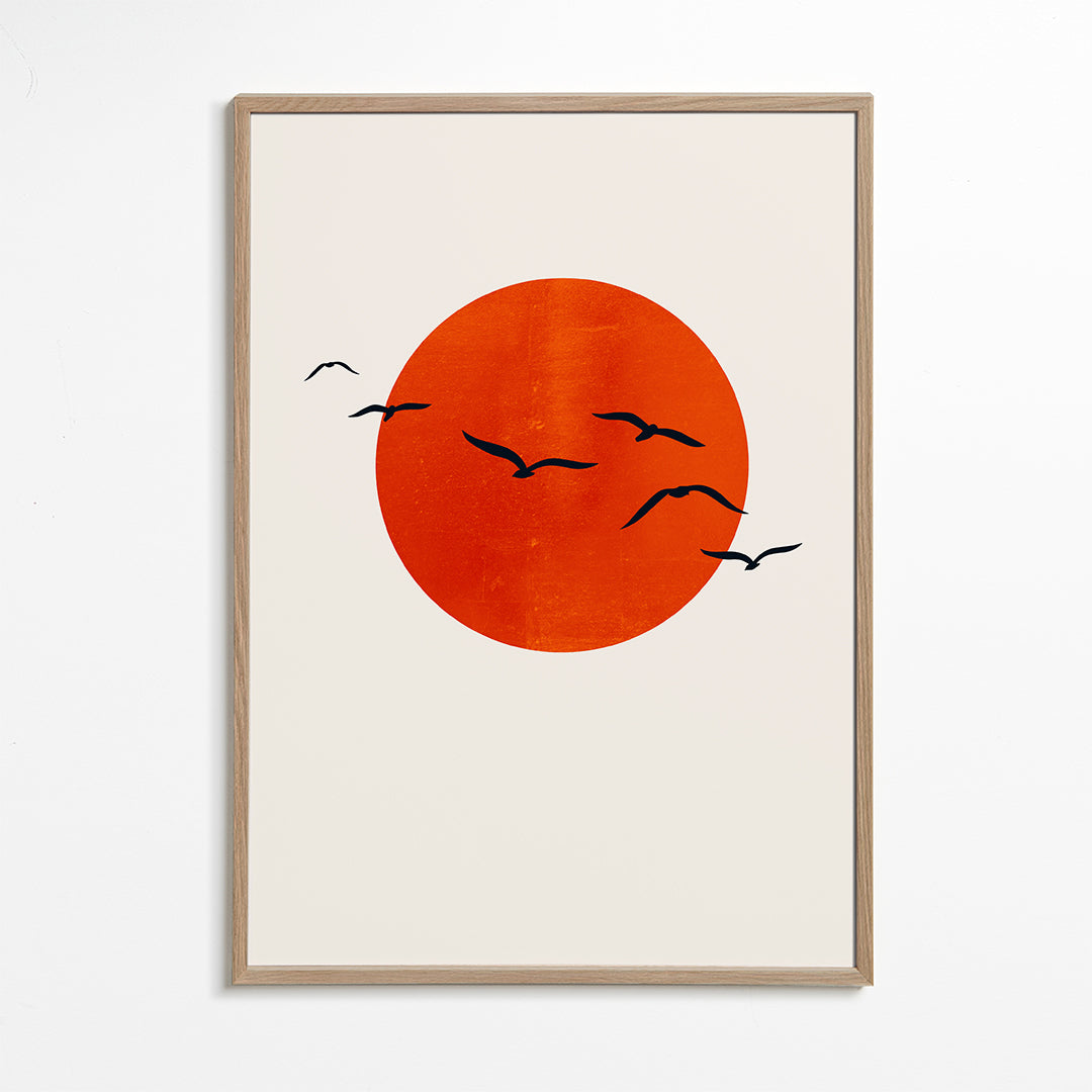 Plakat minimalne słońce pomarańczowe