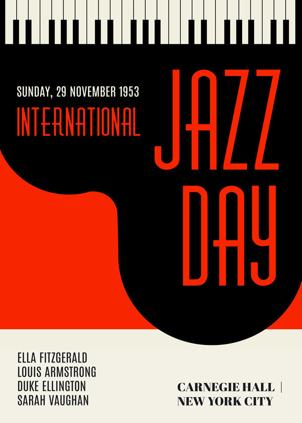 Plakat vintage Jazz Day typograficzny