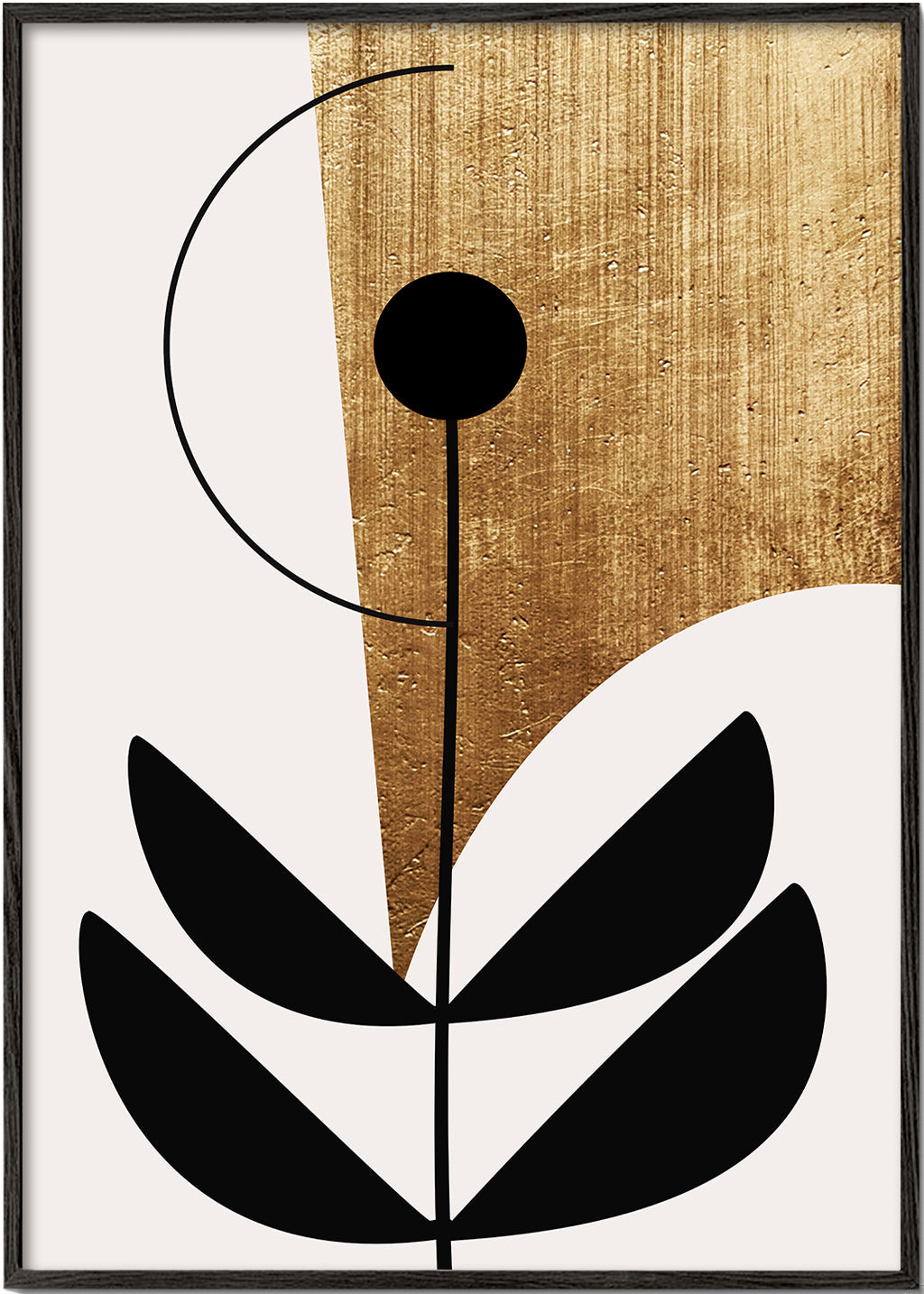 Plakat botaniczny minimalny ze złotą fakturą