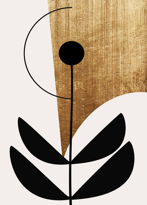 Plakat botaniczny minimalny ze złotą fakturą