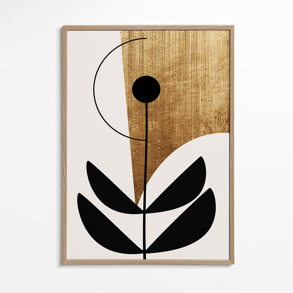 Plakat botaniczny minimalny ze złotą fakturą