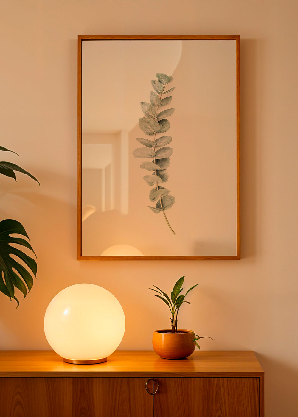 Plakat botaniczny: minimalistyczna gałązka eukaliptusa