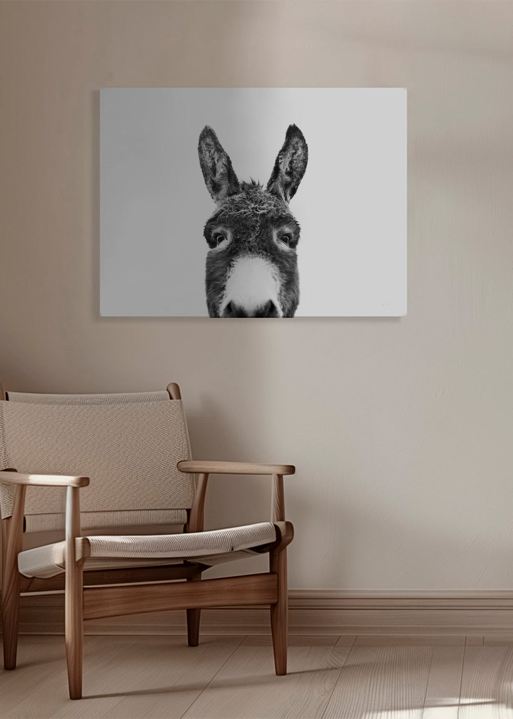 Portret osła czarno-biały