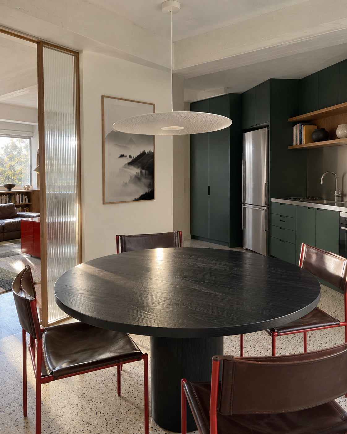 Morning sun BW - Framed poster in an interior