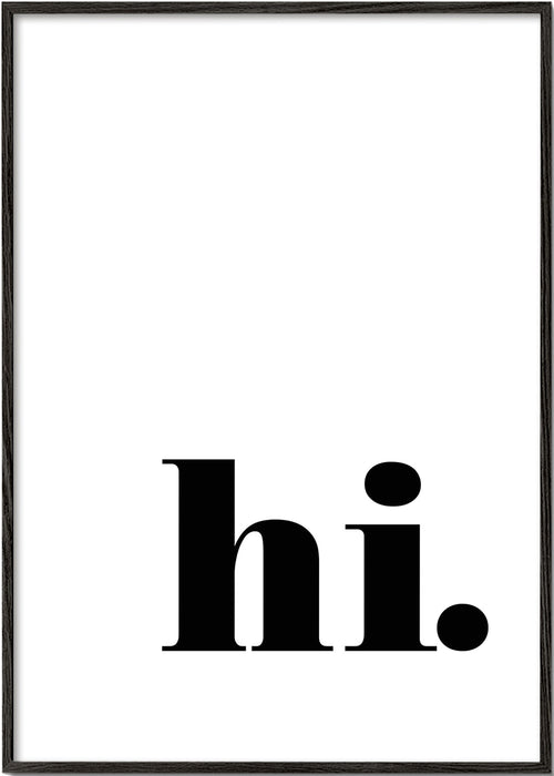 Minimalistyczny projekt z 'hi.' w dolnym rogu