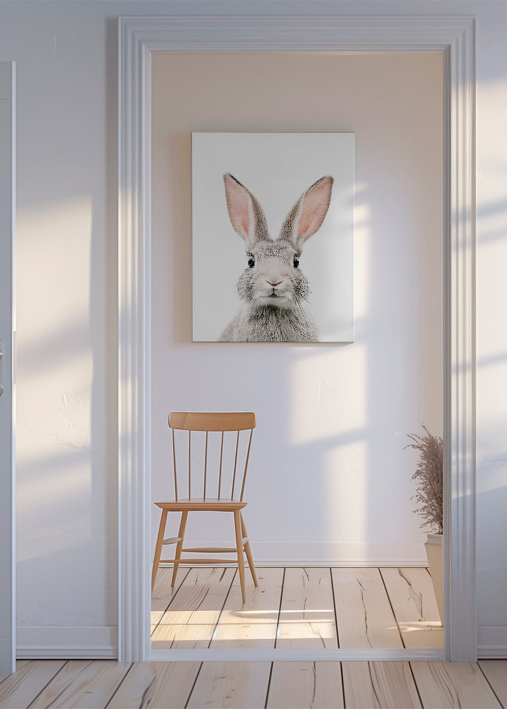 Plakat z zającem w stylu minimalistycznym