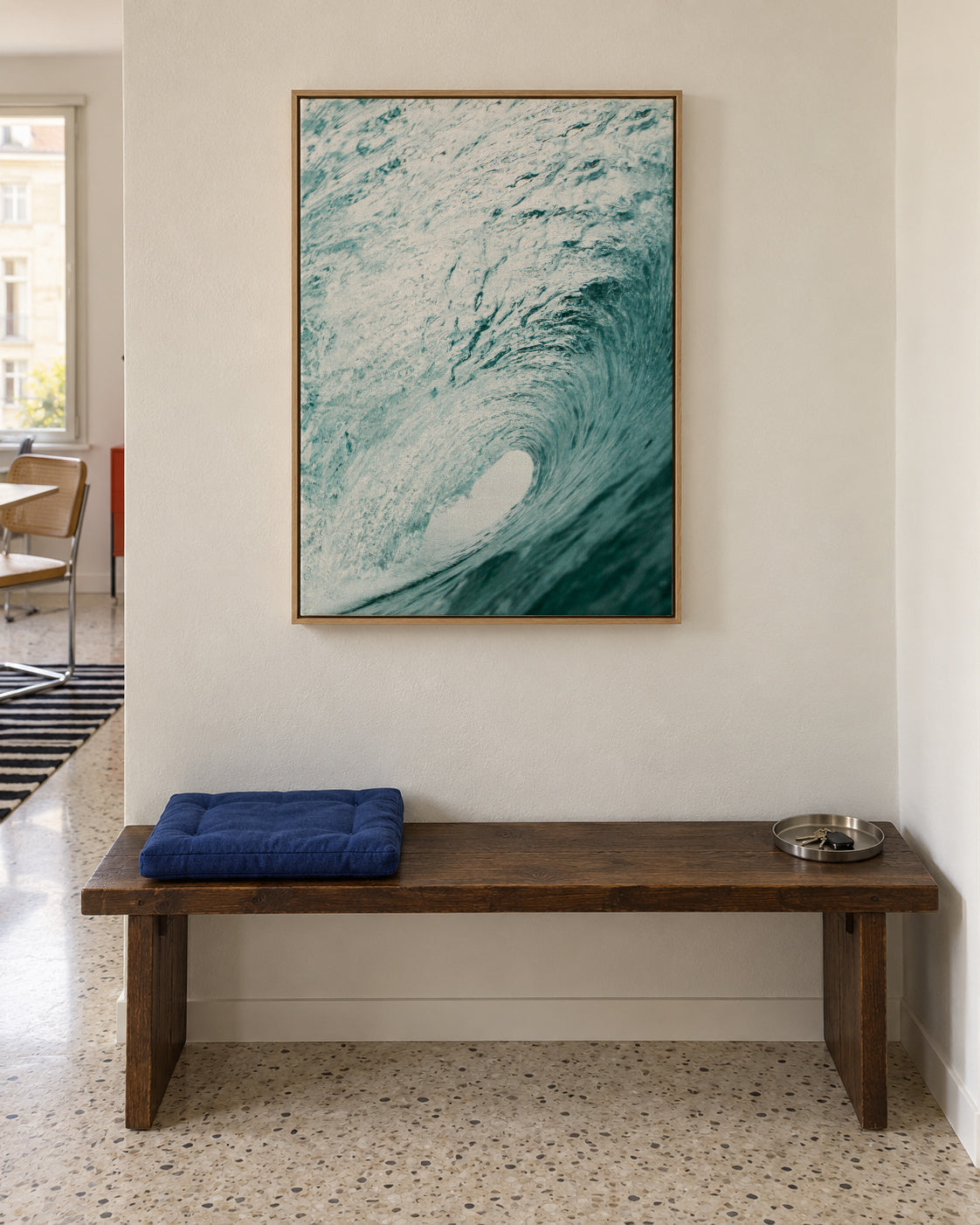 Big ocean wave - Framed canvas in an interior