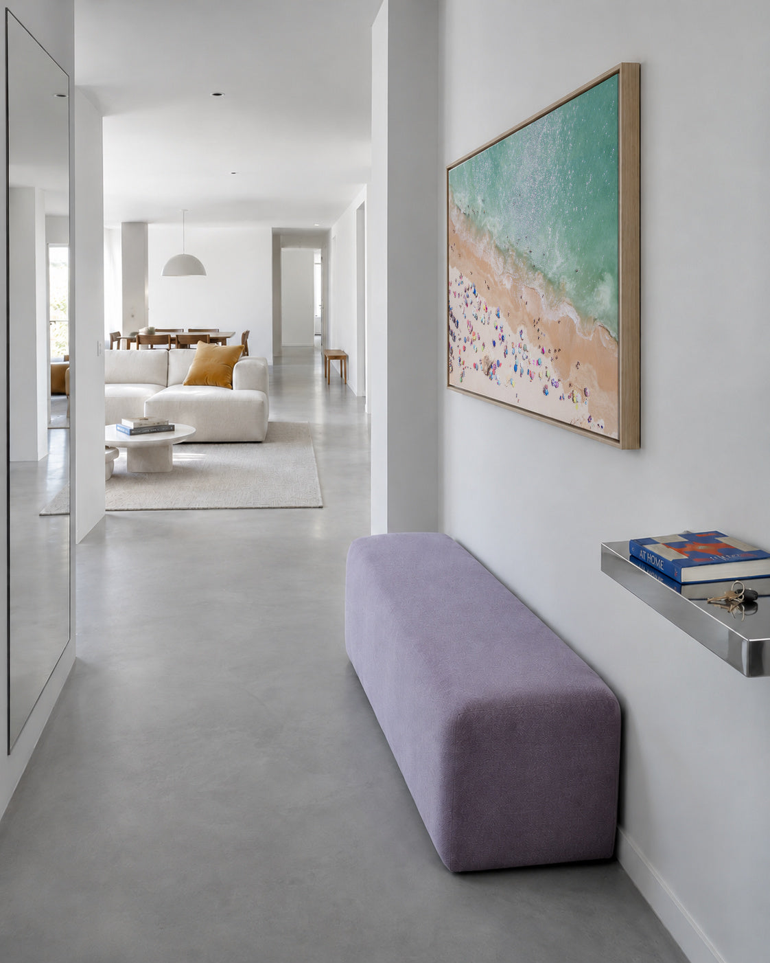 Pastel Beach - Framed canvas in an interior