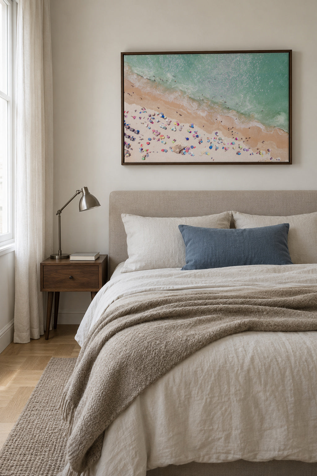 Pastel Beach - Framed canvas in an interior