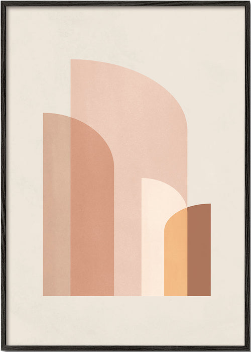 Plakat geometryczny z łukami w ciepłych tonach
