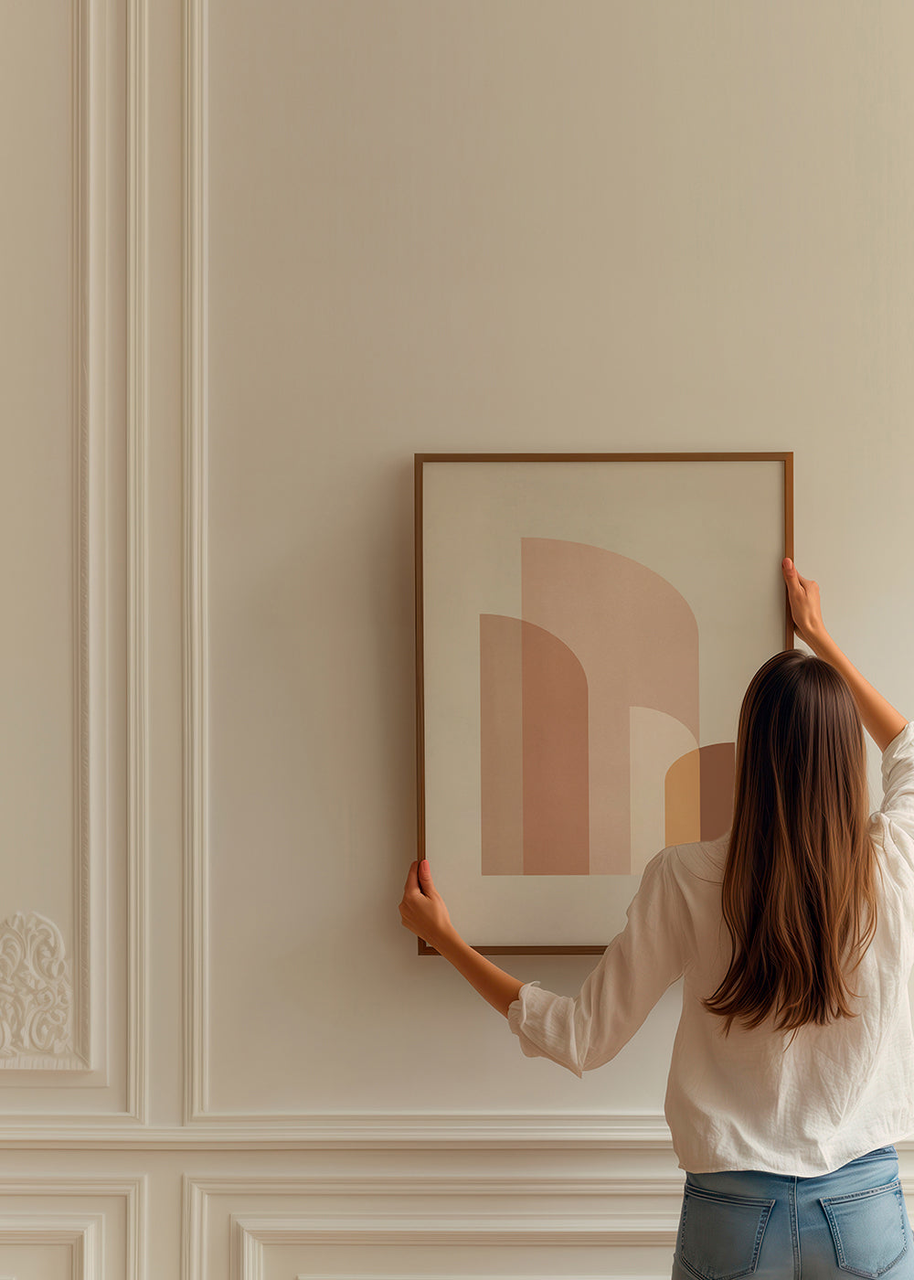 Plakat geometryczny z łukami w ciepłych tonach